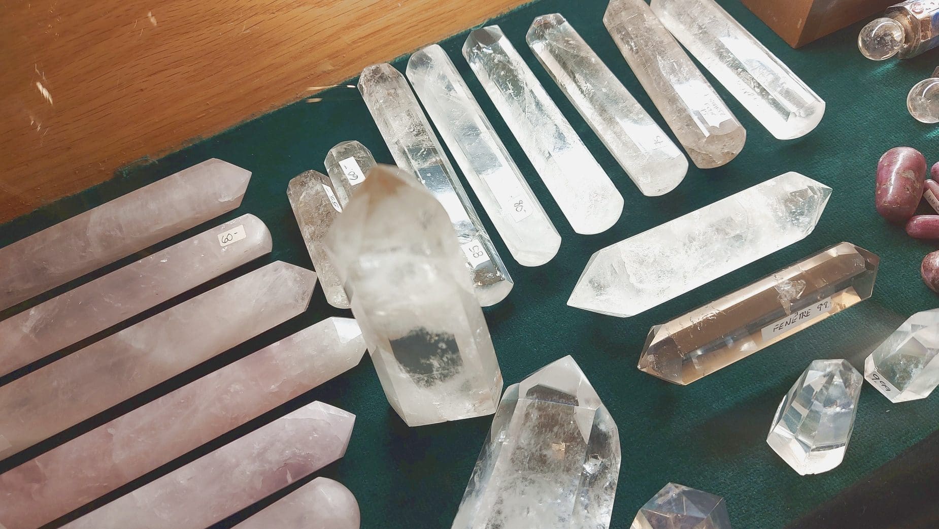 Baguettes de quartz clair et quartz rose